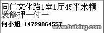 同仁文化路1室1厅45平米精装修押一付一